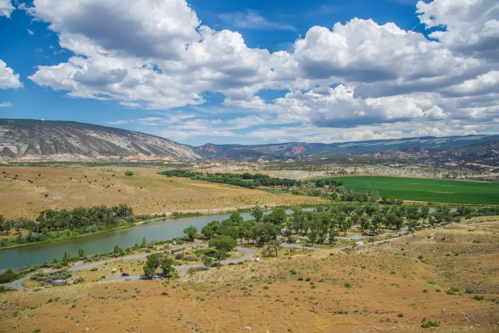 View overlooking Green River Campground in Dinosaur National Monument